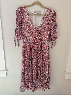 Tommy Hilfiger Coral Pink Floral Midi Dress